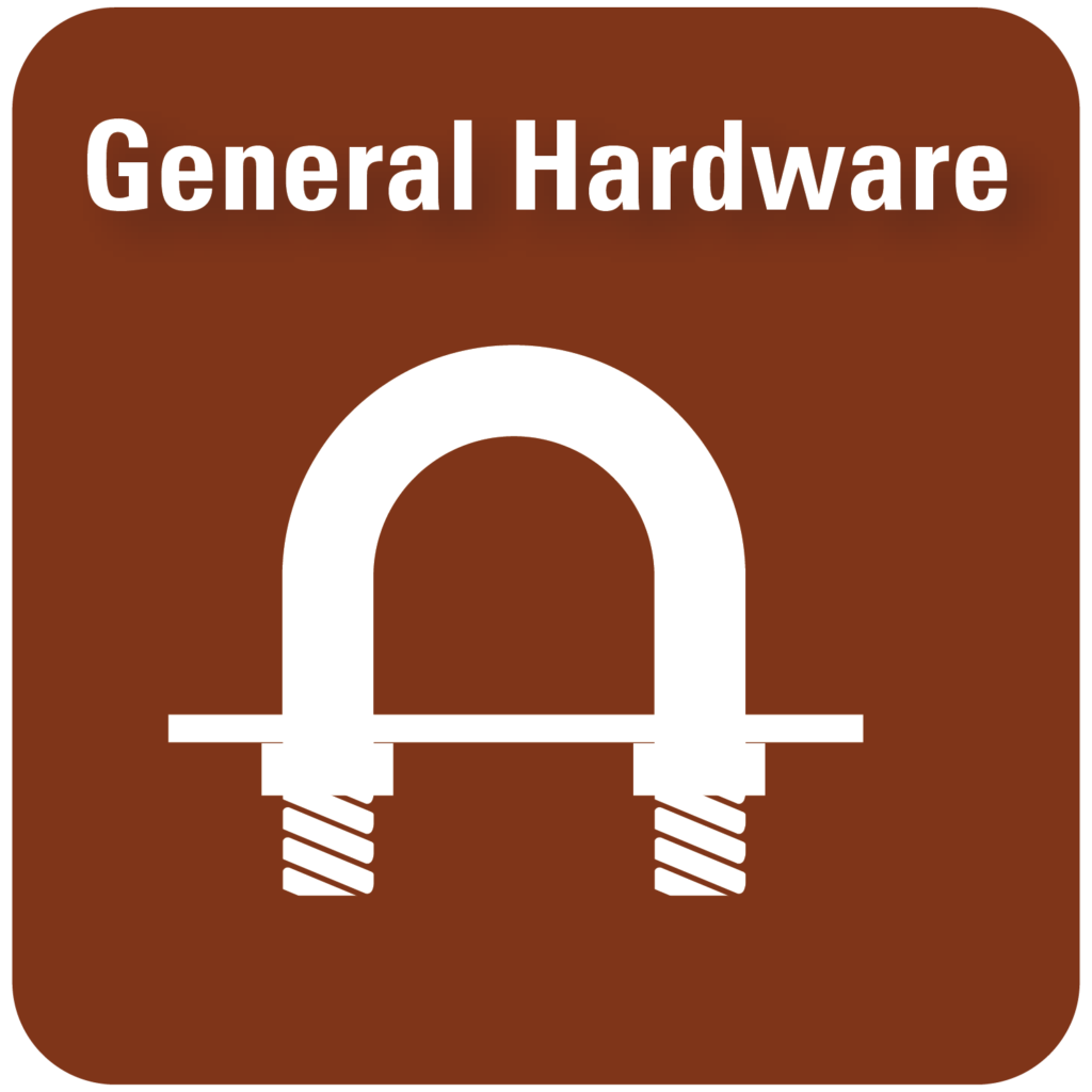 Brown square labeled General Hardware with U-bolt illustration